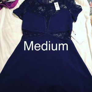 Express Navy Blue Lace Cutout dress